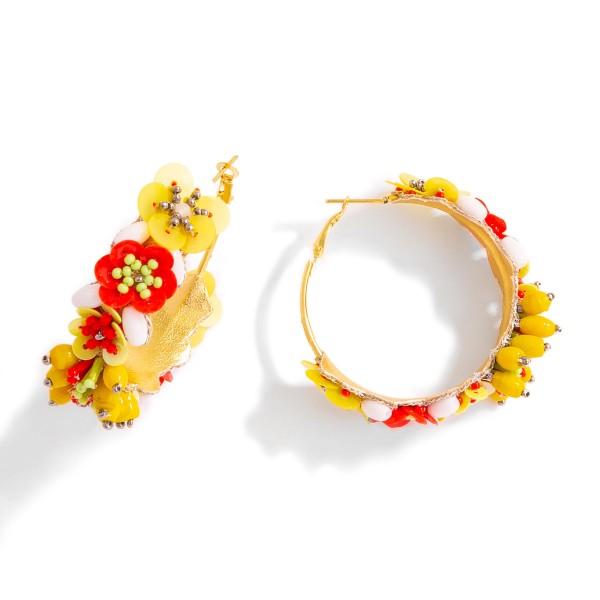 Wholesale flower Beaded Hoop Earrings Diameter