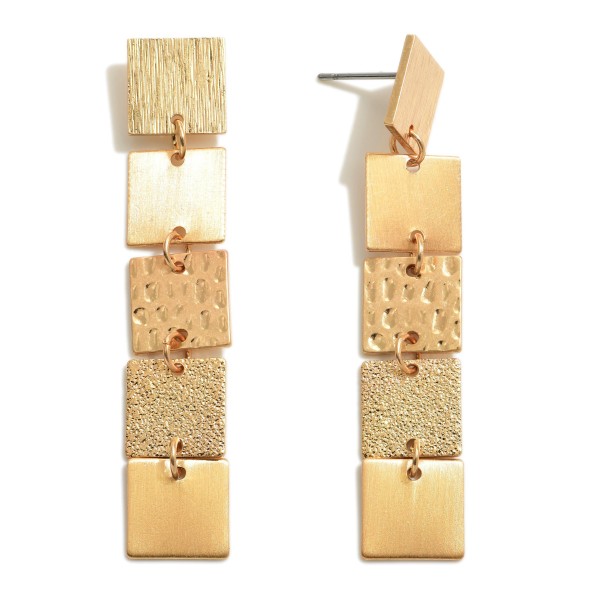 Wholesale metal Square Link Drop Earrings