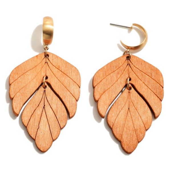 Wholesale wooden Leaf Drop Earrings Long