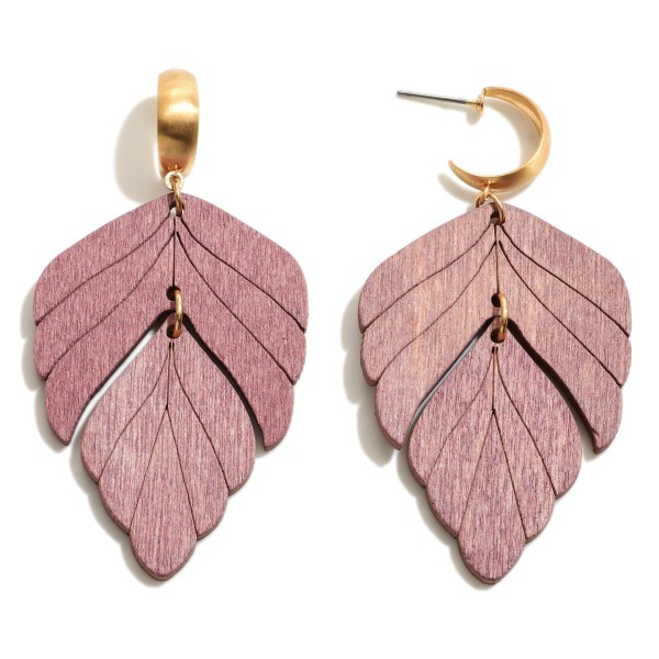 Wholesale wooden Leaf Drop Earrings Long