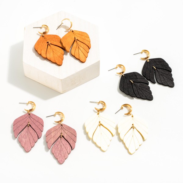 Wooden Leaf Drop Earrings

- Approximately 2.5" Long