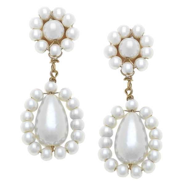 Pearl Teardrop Earrings 

- Approximately 1.5" Length