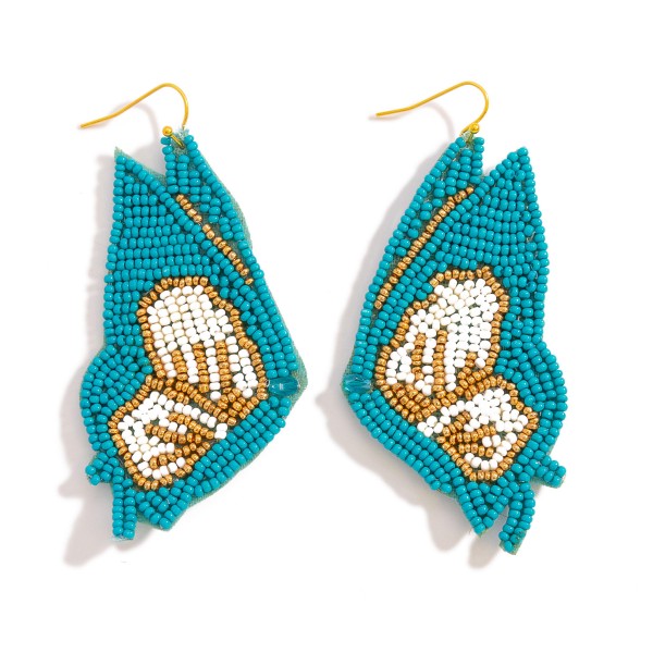 Seed Beaded Butterfly Felt Statement Drop Earrings

- Approximately 3" Long