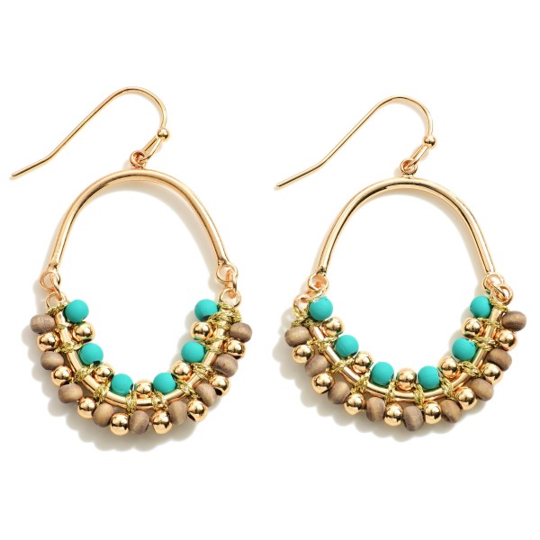 Wholesale gold Wood Beaded Drop Earrings L