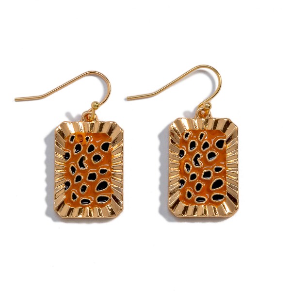 Gold Tone Enameled Animal Print Drop Earrings

- Approximately 1.25" L