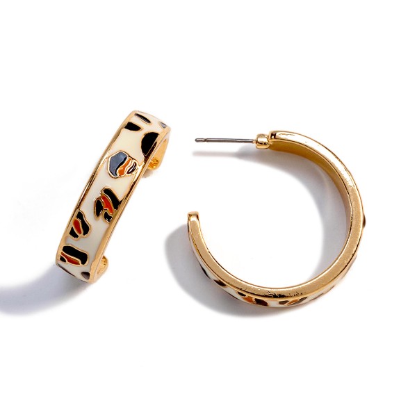 Wholesale gold Animal Print Enameled Hoop Earring Diameter