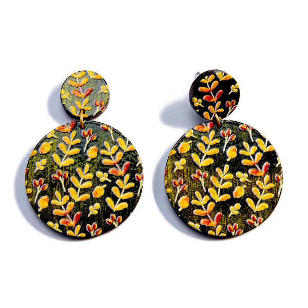 Wholesale filigree Painted Wood Circle Drop Earrings L