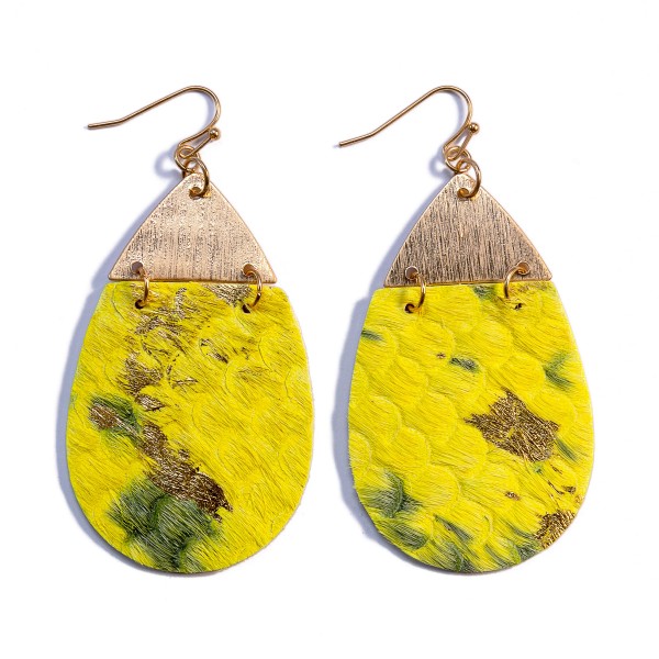 Wholesale metal Leather Teardrop Earrings Metallic Accents L