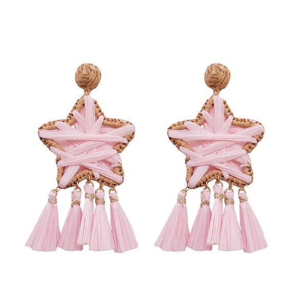 Statement Raffia Star Drop Earrings

- Approximately 4" L