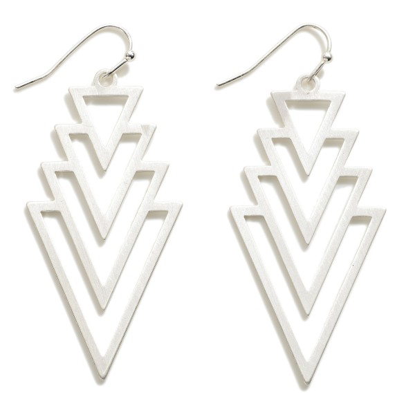 Wholesale inverted triangle earrings Silver inches long inch