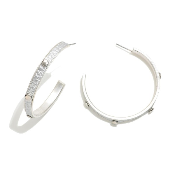 Wholesale silver Leather Hoop Earrings Metal Stud Accent Diameter