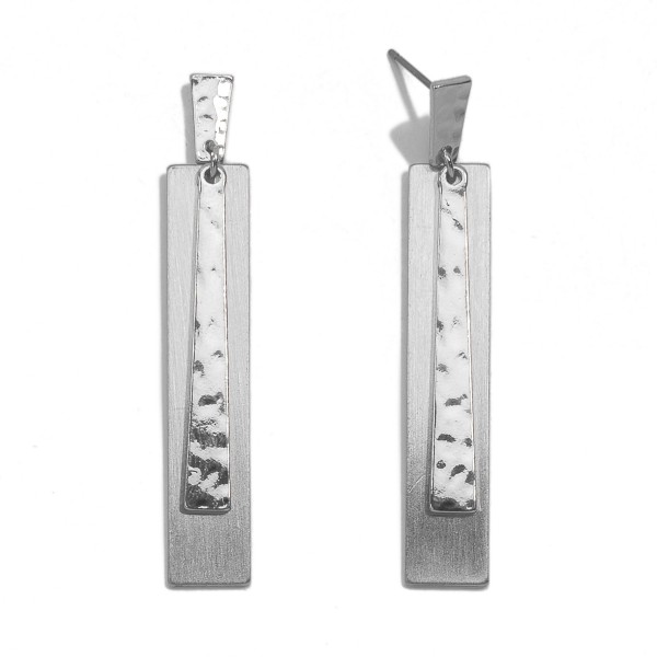 Wholesale silver Layered Rectangle Drop Drop Earrings L