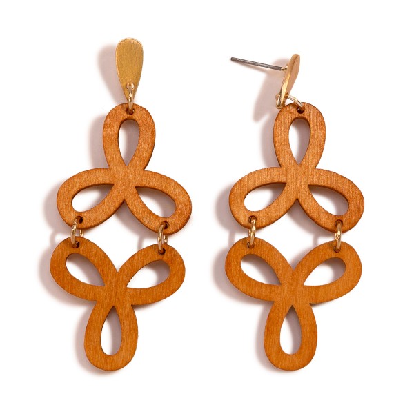 Wholesale gold Wooden Arabesque Drop Earrings L