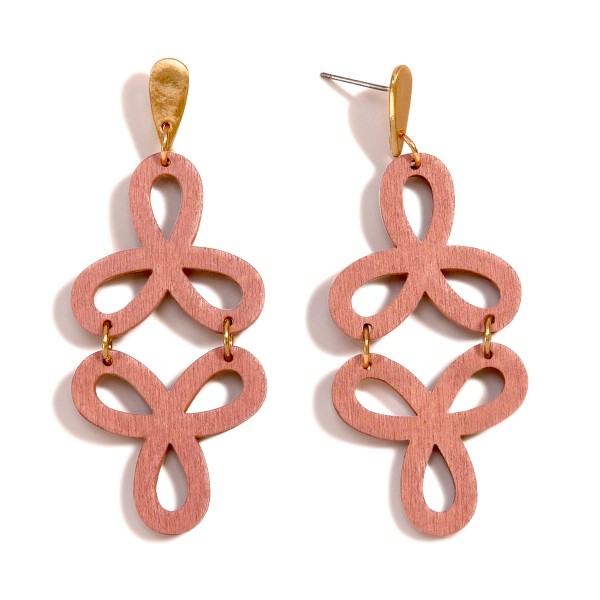 Wholesale gold Wooden Arabesque Drop Earrings L