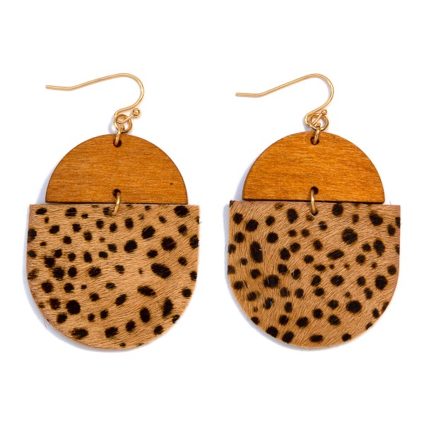 Wholesale animal Print Leather Wooden Oval Drop Earrings L