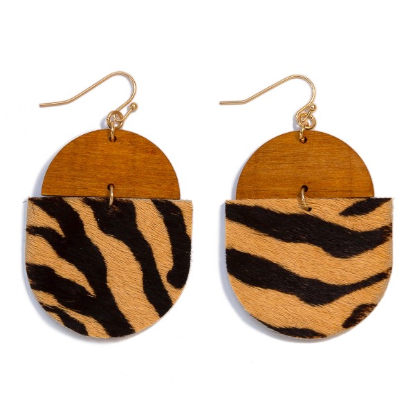Wholesale animal Print Leather Wooden Oval Drop Earrings L