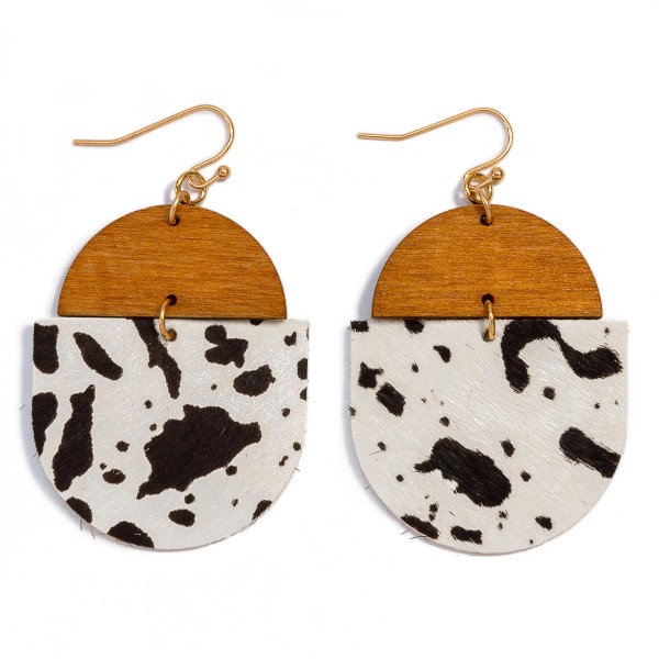 Wholesale animal Print Leather Wooden Oval Drop Earrings L