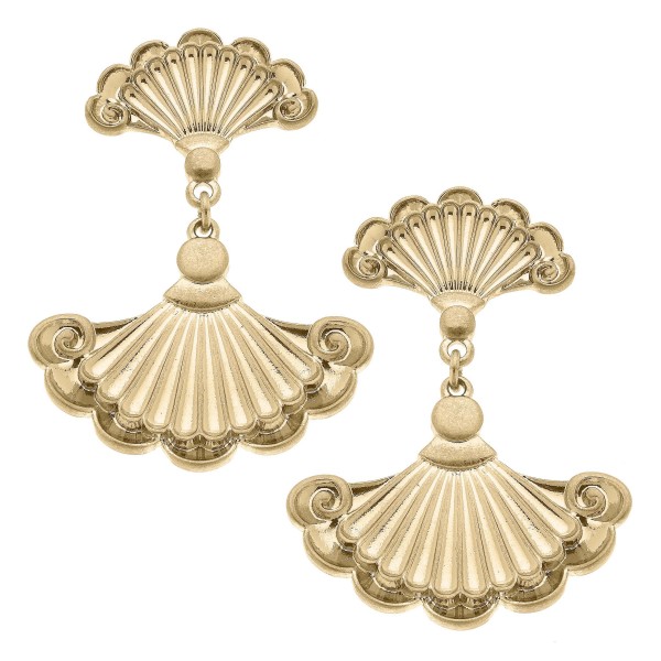 Wholesale linked French Fan Drop Earrings L