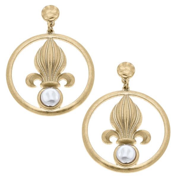 Wholesale fleur de Lis Pearl Drop Earrings L Diameter