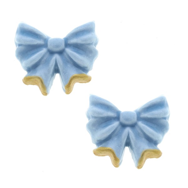 Wholesale porcelain Bow Stud Earrings Blue W L