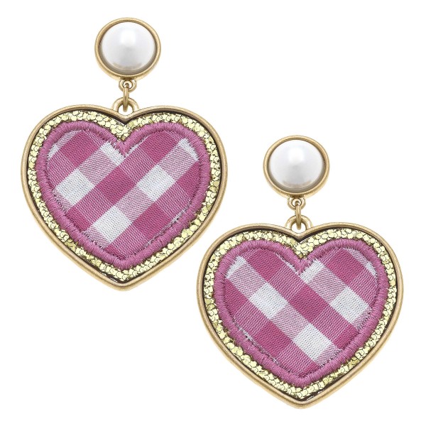 Pearl And Glitter Plaid Heart Patch 

- Approximately 2" L