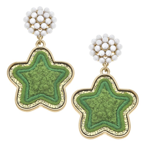 Glister Star Patch And Pearl Earrings 

- Approximately 2" L