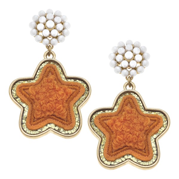 Wholesale glister Star Patch Pearl Earrings L