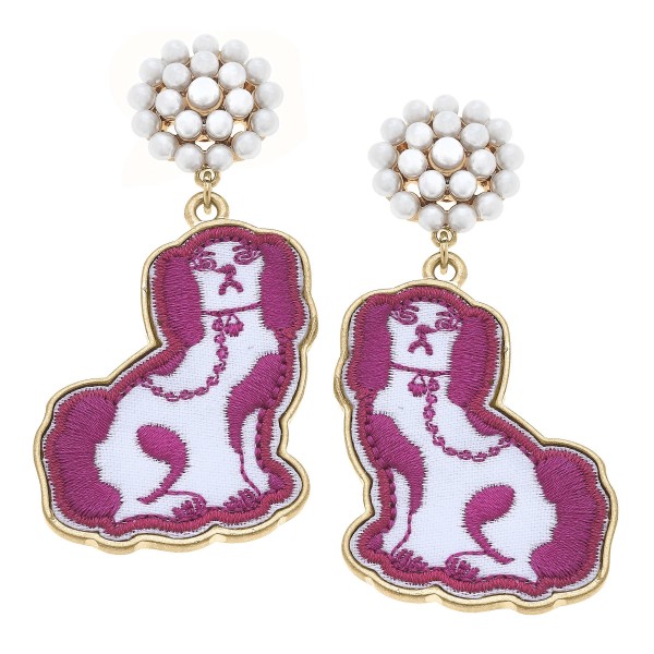 Wholesale staffordshire Dog Patch Cluster Pearl Drop Earrings L