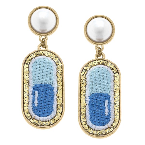 Pearl And Glitter Chill Pill Patch Earrings

- Approximately 2.25" L