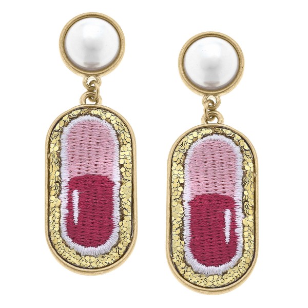 Pearl And Glitter Chill Pill Patch Earrings

- Approximately 2.25" L