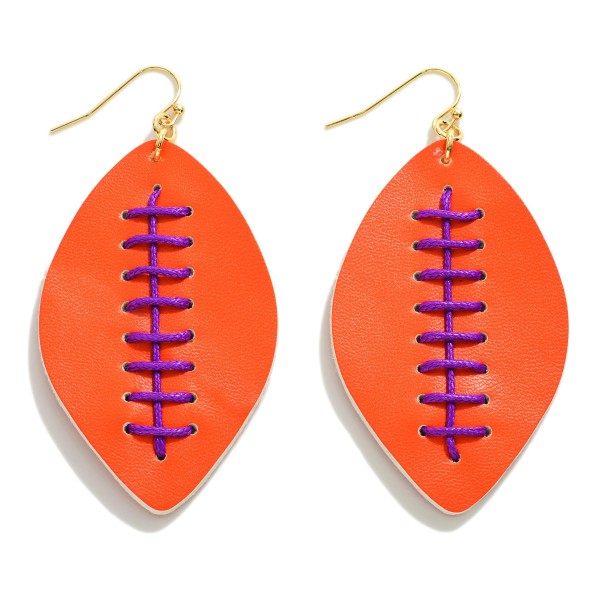 Wholesale stitched Leather Football Drop Earrings L