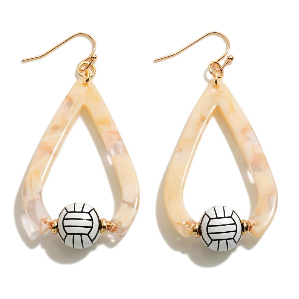 Wholesale ivory Acetate Teardrop Earrings Volleyball Bead L