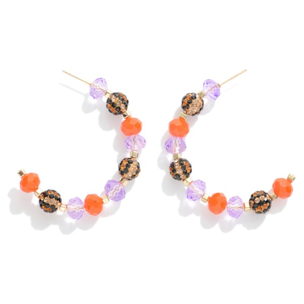 Game Day Beaded Hoop Earrings Featuring Rhinestone Studded Beads.

- Approximately 2" Diameter