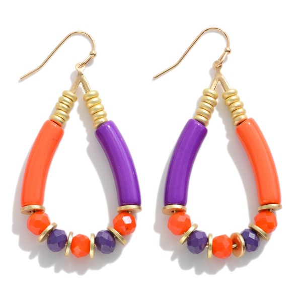 Wholesale game Day Tube Beaded Drop Earrings L