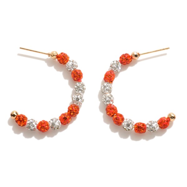 Wholesale game Day Hoop Earrings Rhinestone Studded Beads Diameter