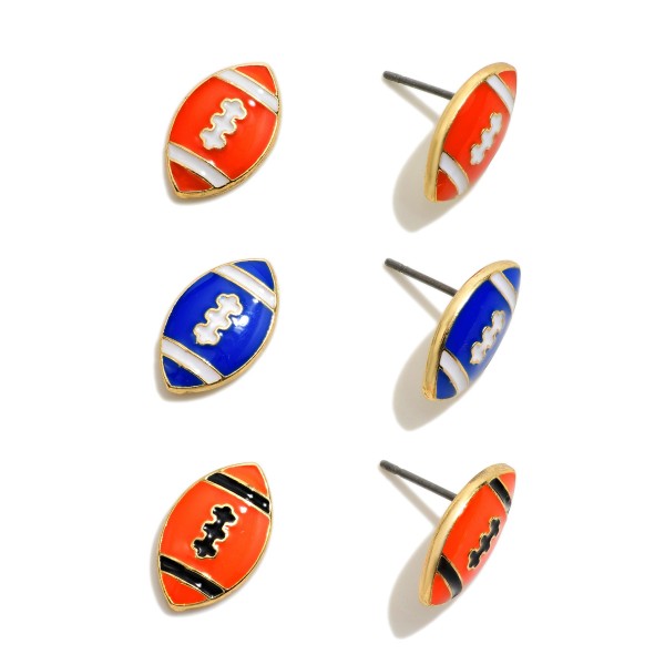 Set Of 3 Enamel Football Stud Earrings

- Approximately 0.5" W