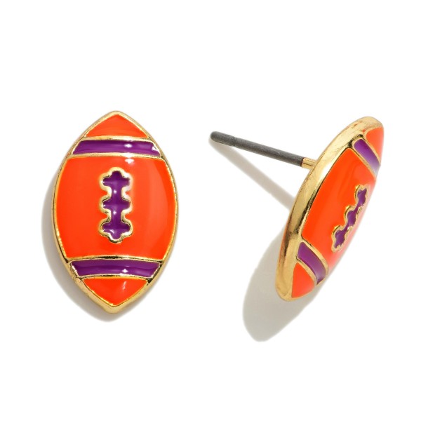 Enamel Football Stud Earrings

- Approximately 0.5" W