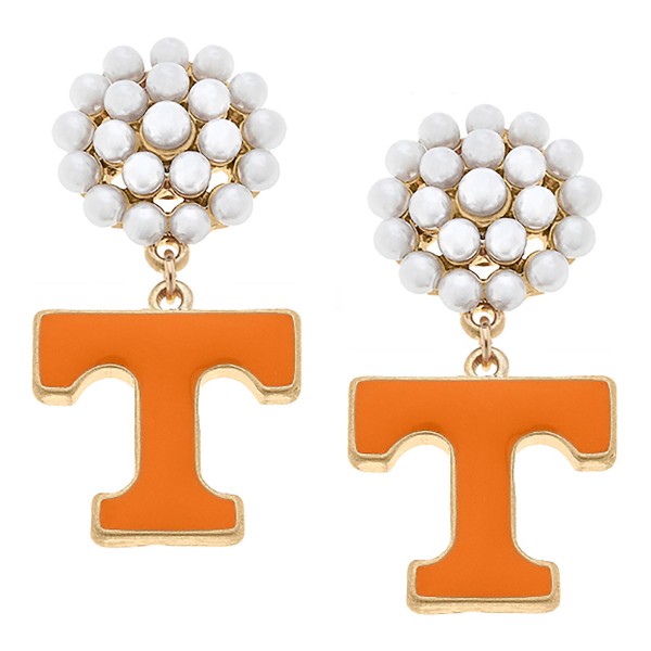 Officially Licensed Tennessee Camille Pearl Cluster Drop Earrings.

- Approximately 1.5" L