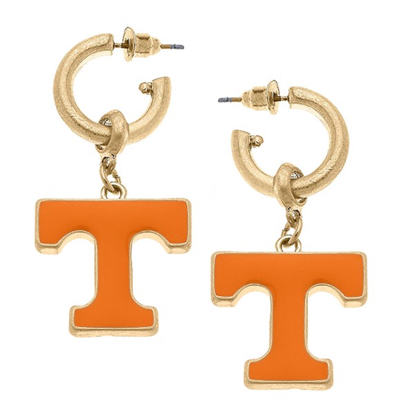 Wholesale officially Licensed Tennessee Camille Drop Hoop Enamel Earrings L