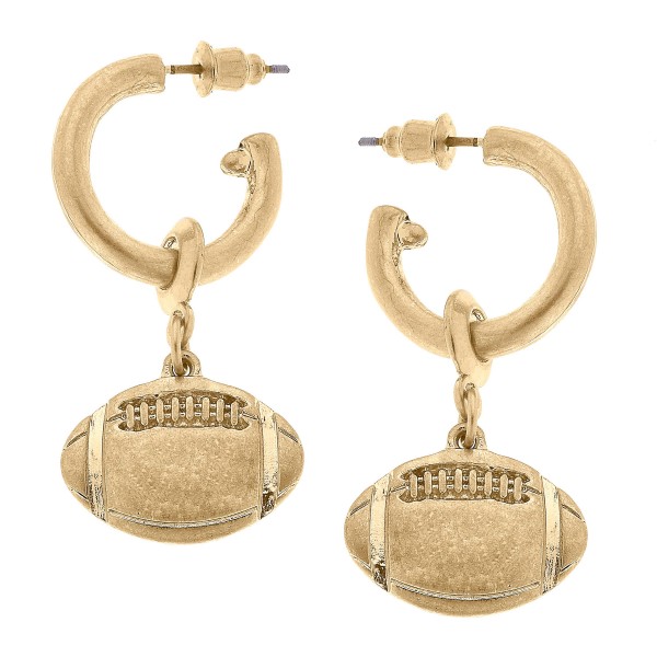 Wholesale camille Gold Huggie Hoop Earrings Football Charms Long