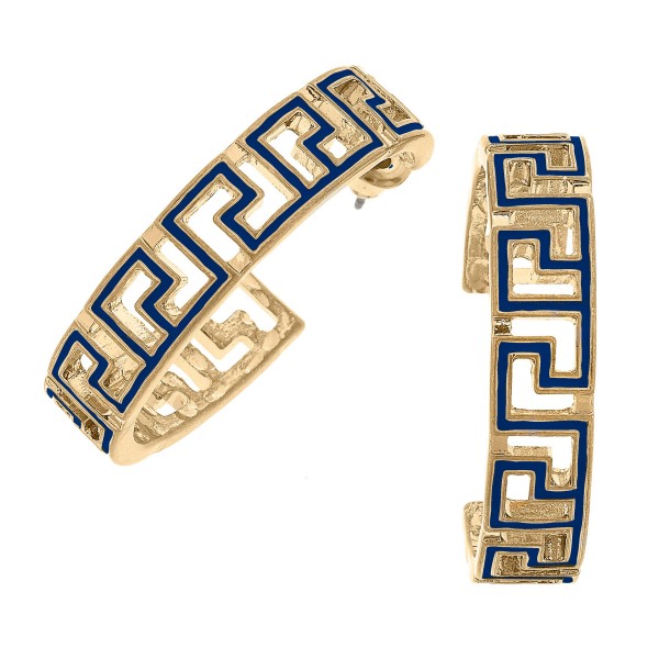 Wholesale camille Enamel Greek Keys Hoop Earrings Diameter