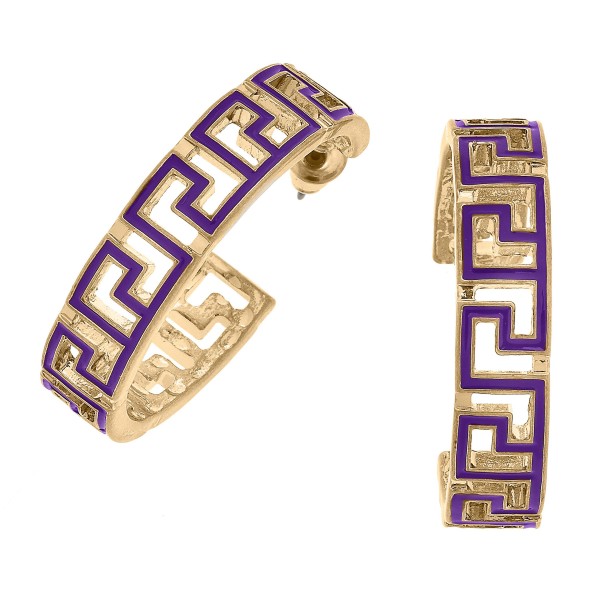 Wholesale camille Enamel Greek Keys Hoop Earrings Diameter