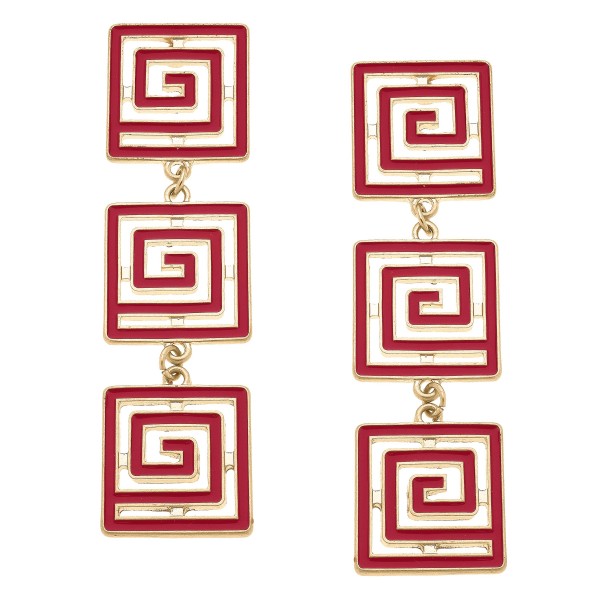 Wholesale camille Linked Greek Keys Drop Earrings L