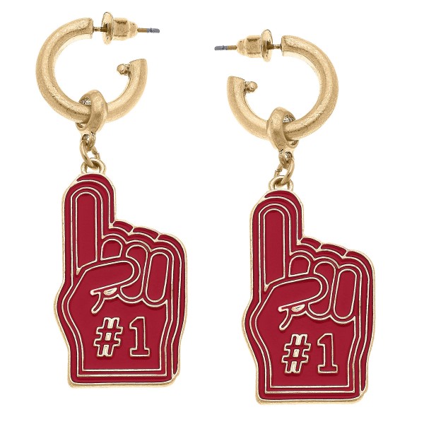 Camille Huggie Hoop Drop Earrings Featuring #1 Foam Finger Charms.

- Approximately 2.25" Long