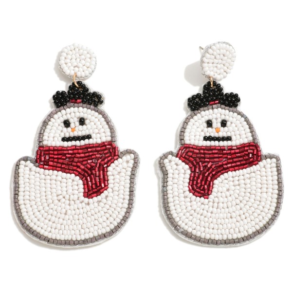 Seed Bead Snowman Drop Earrings.

- Approximately 3" L