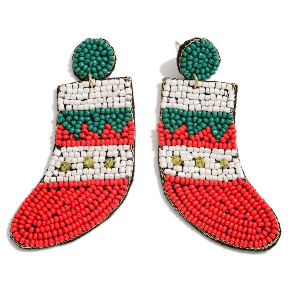 Wholesale seed Bead Christmas Stocking Drop Earrings L