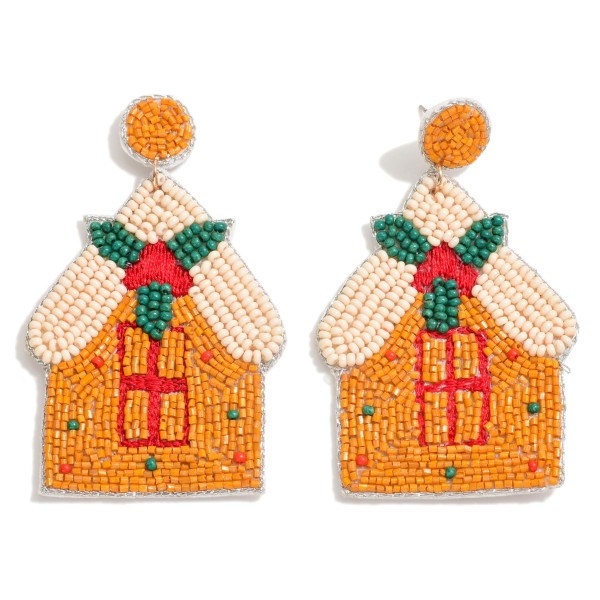 Wholesale seed Bead Gingerbread House Drop Earrings L