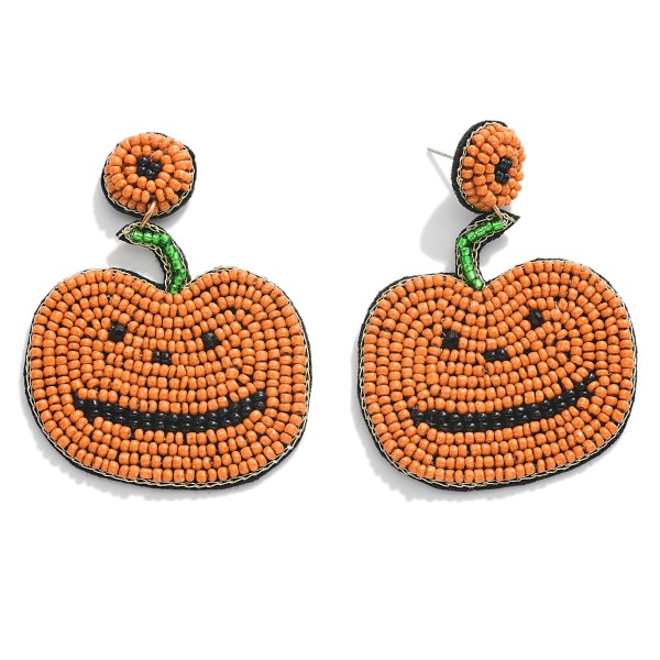 Seed Bead Jack-o'-Lantern Drop Earrings.

- Approximately 2.25" L
