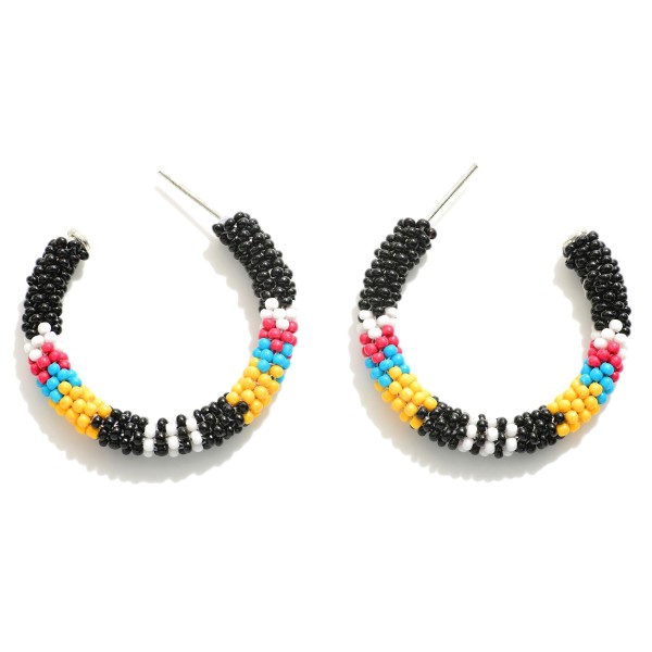 Sea Beaded Drop Hoop Earrings

- Approximately 1.5" Diameter 
 
