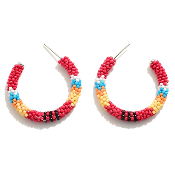 Sea Beaded Drop Hoop Earrings

- Approximately 1.5" Diameter 
 